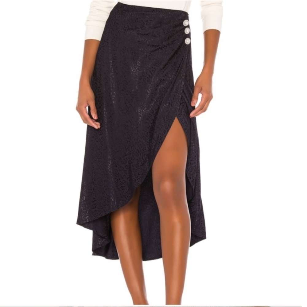 LPA Eleanor Skirt Navy Jacquard Midi XXS New